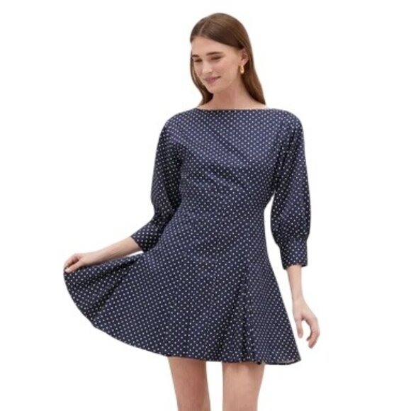 Hill House | Dresses | Nwt Hill House Home Eveline Navy Blue Polka Dot ...